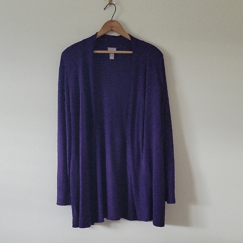 Chico's Purple Soft Rayon Open Front Cardigan Size Large